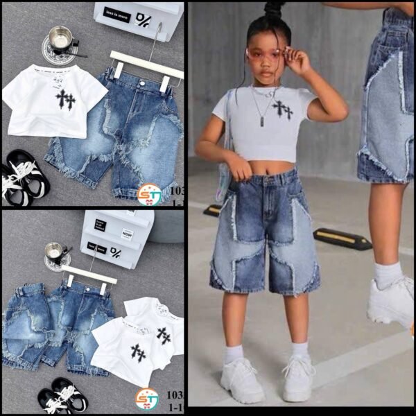 Chic Denim Shorts & Tee