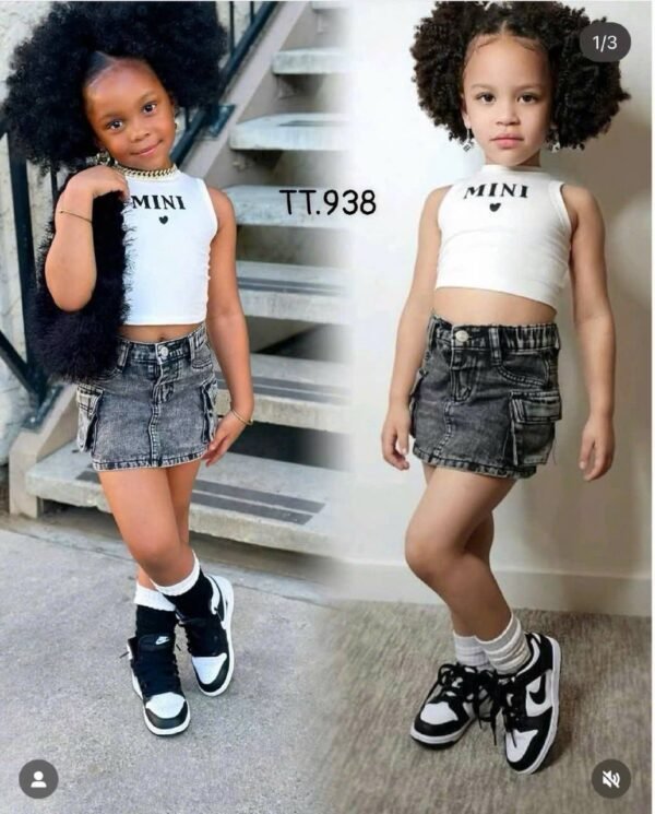 Mini Heart Denim Skirt Set - TT.938