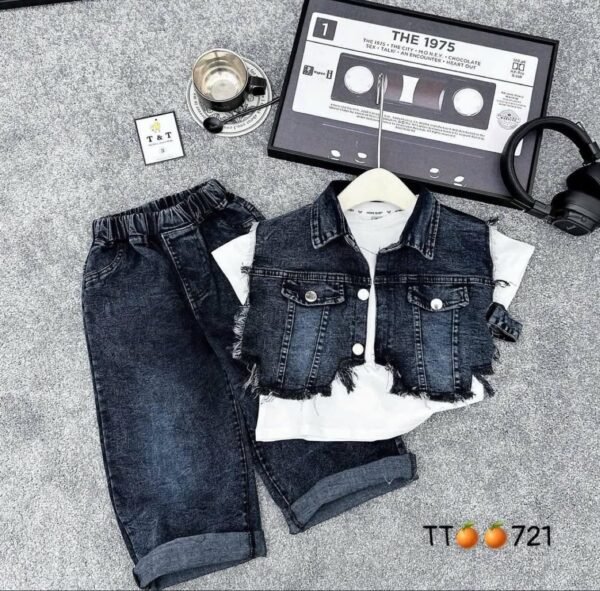 Boys' T-Shirt, Sleeveless Jacket And Long Pants 3pcs/Set