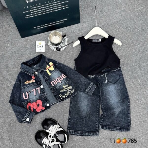 Kids' Denim Jacket, Tank Top & Pants Set