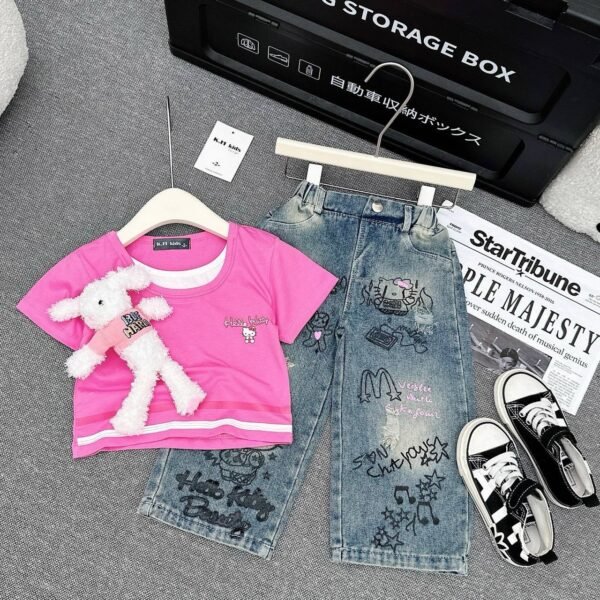 Girls' Hello Kitty T-Shirt and Denim Jeans Outfit