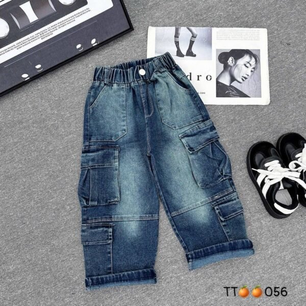 Kids Blue Denim Cargo Pants