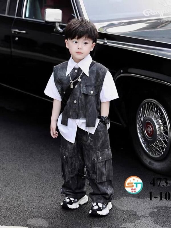 Boys' Cargo Pants , Shirt and Vest Set.