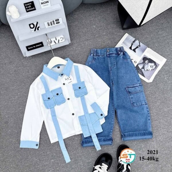 Cargo Denim & White Shirt Ensemble