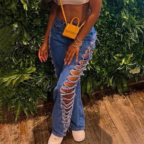 Girl's Trendy Ripped and Slits Jeans