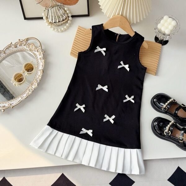 Black and White Bow Dress for Girls