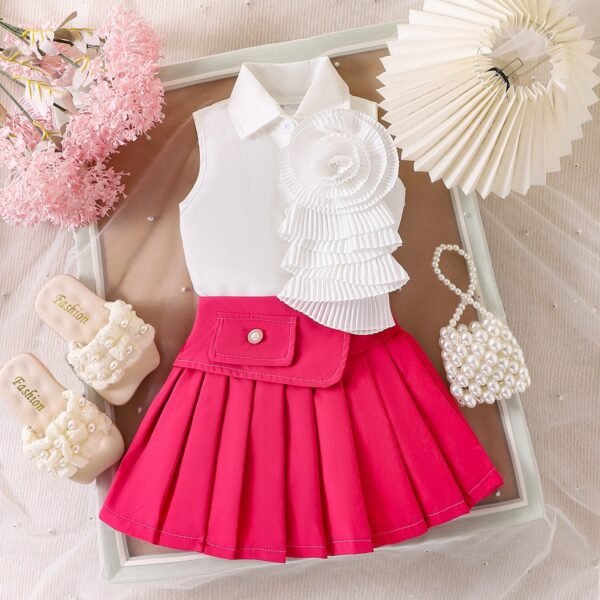 Stylish Sleeveless Top & Pleated Skirt Set