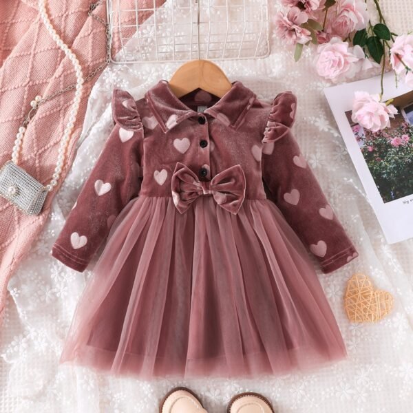 Adorable Velvet Heart Print Tutu Dress