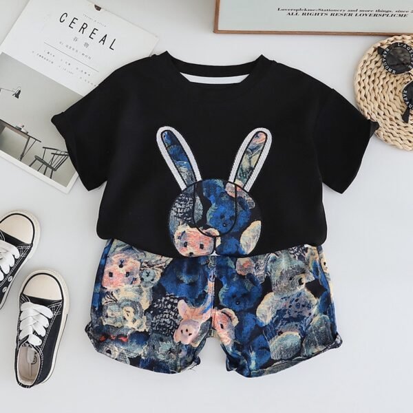 Black Bunny Tee & Shorts Set