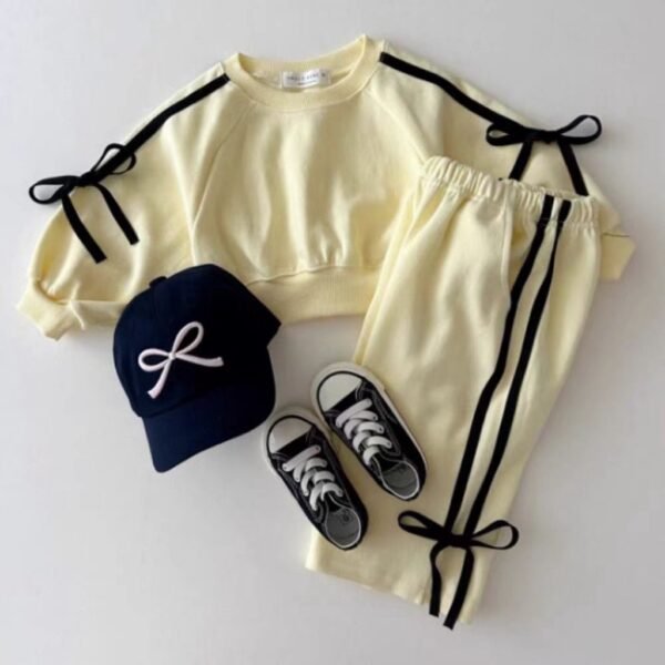 Pastel Yellow Jogger Set with Cute Detail
