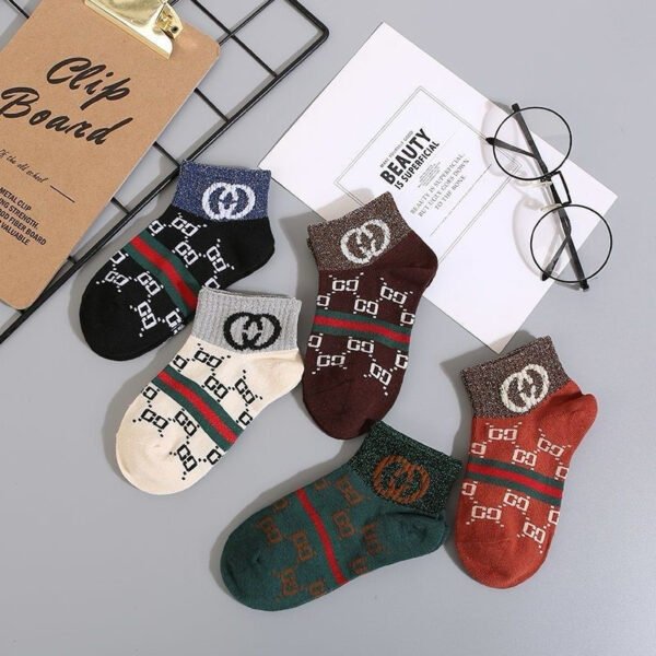 Gucci-Inspired Ankle Socks (5-Pack)