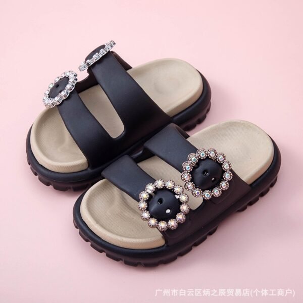 Buckle-Adorned Slip-On Slides