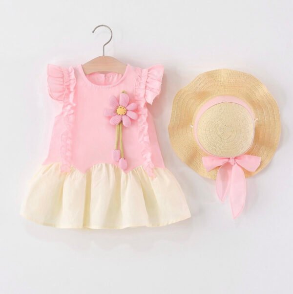 Baby Girl's Dress with Matching Sun Hat