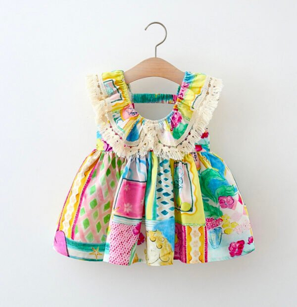 Colorful Patchwork Ruffle Dress for Girls