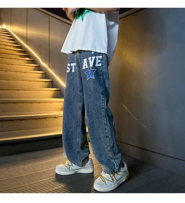 Baggy Jeans "St Ave" Star Blue Denim Pants