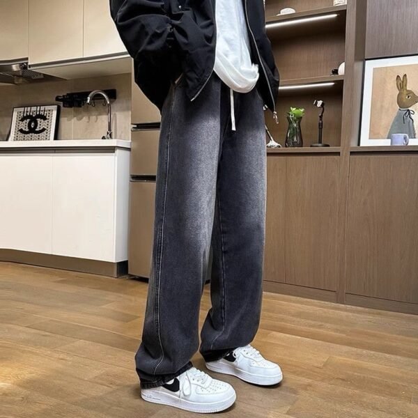 Vintage-Wash Wide-Leg Jeans