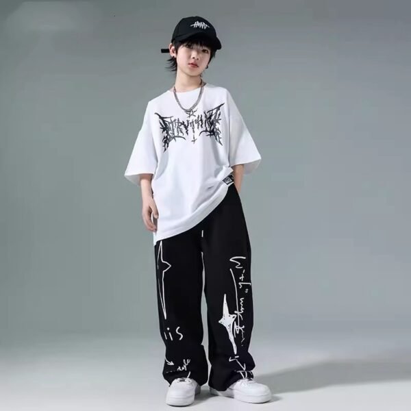 Boy's  Black White Tracksuit