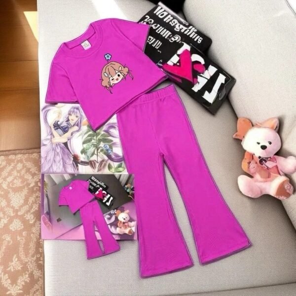 Girl's Pink Star Tee and Flare Pants Set