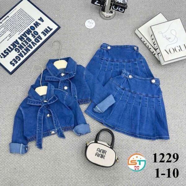 Stylish Denim Skirt & Jacket Set for Girls