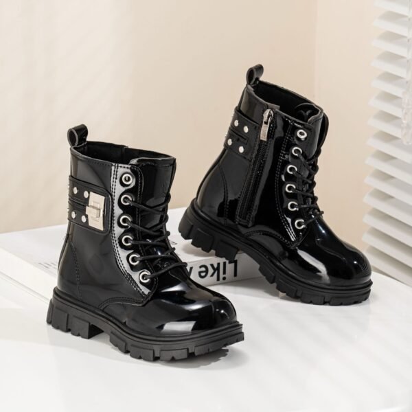 Stylish Black Patent Leather Boots for Kids