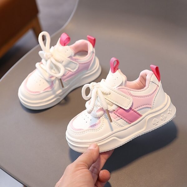 Stylish Pink & White Kids Sneakers