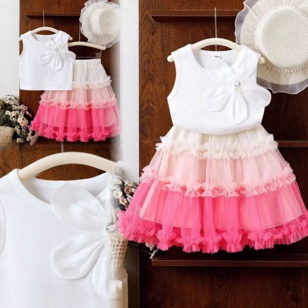 Ribbed Sleeveless Top And Tulle Skirt Set
