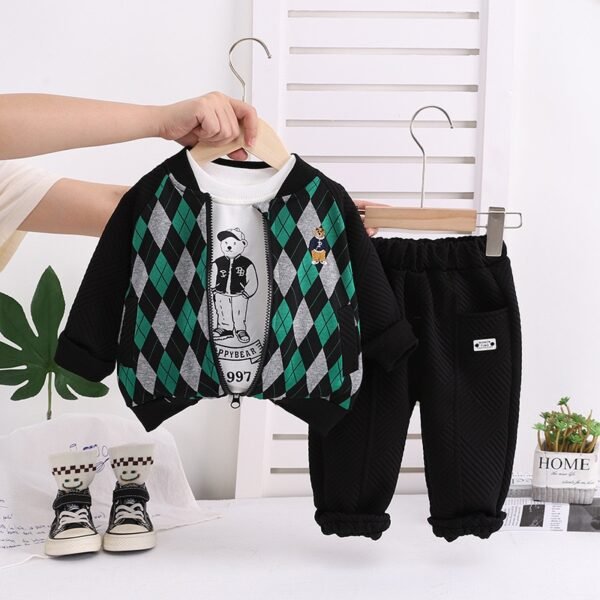 Stylish Boy's 3-Piece Diamond Pattern Outfit