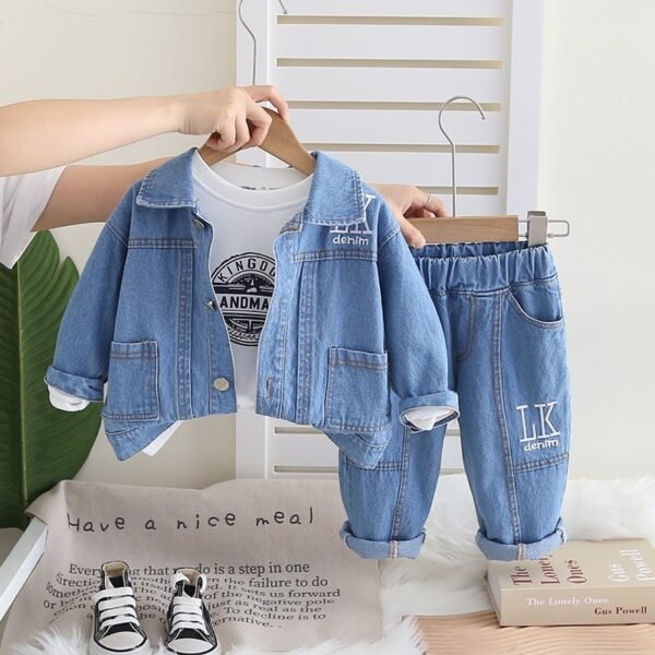 3pcs Denim Jacket & Pants & Top Set for Boys