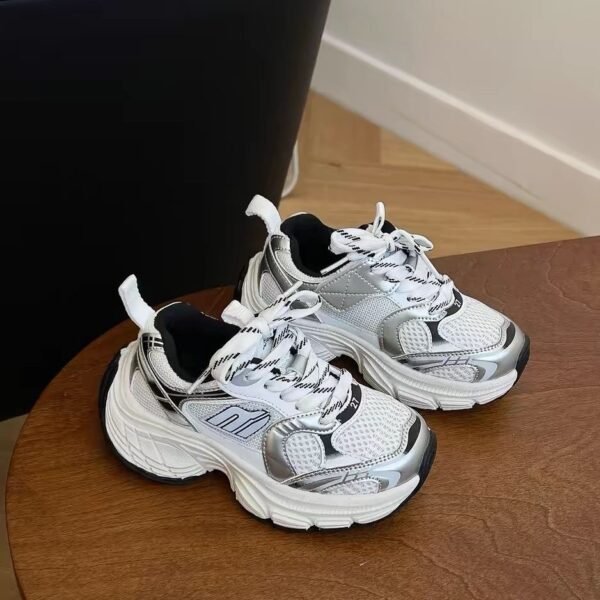 Silver & White Kids' Fashion Sneakers