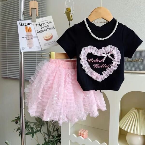 Elegant Black Top and Pink Tutu Set
