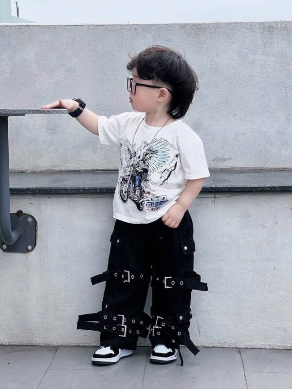 White T-Shirt and Black Cargo Pants Set