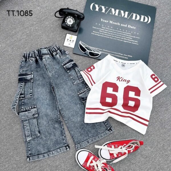 Kids "King 66" Outfit: Denim & Tee Set