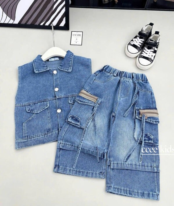 Kids' Denim Vest and Cargo Shorts Set