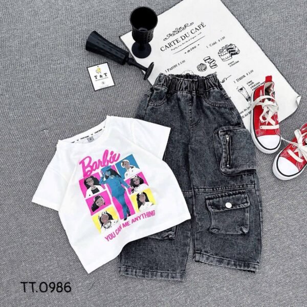 Barbie-themed Kids' Outfit Set- Blk