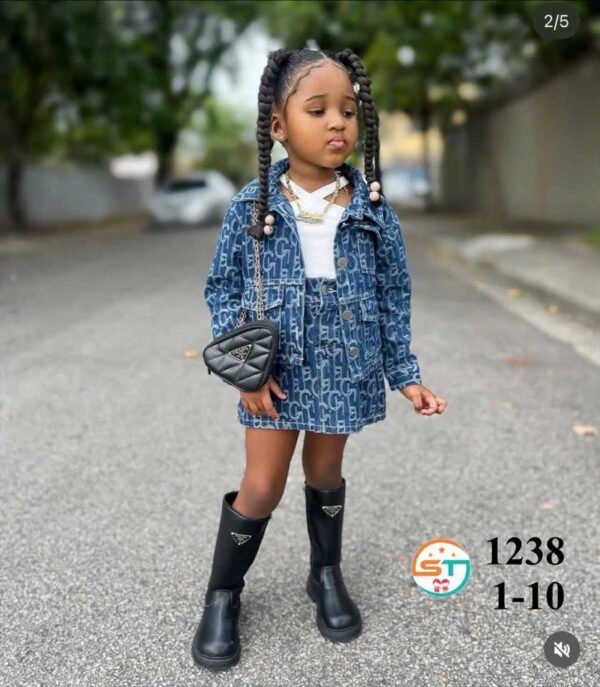 Hipster Girl's Jean Jacket & Skirt Set