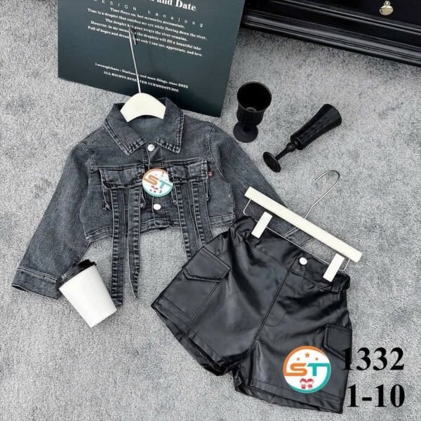 Styling Cuties: Denim Jacket & Leather Shorts Set!