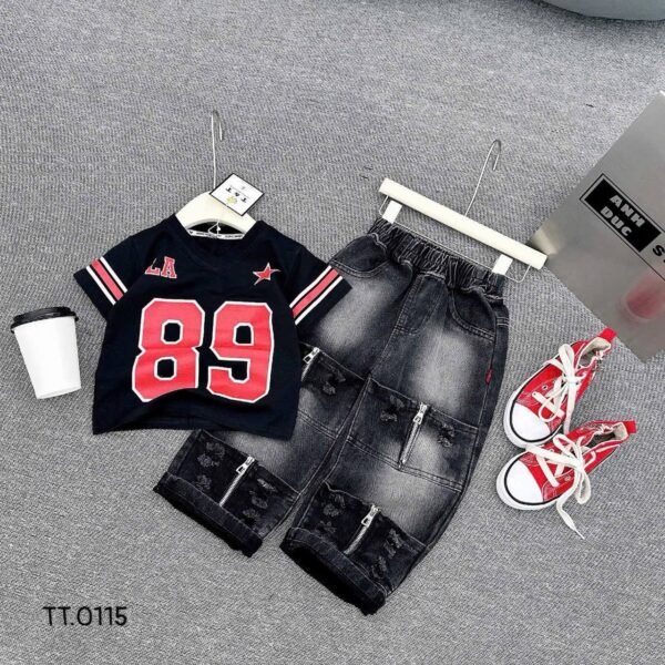 Trendy Boy's Jersey and Denim Set