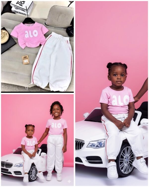 Girls' Pink Top & White Pants Set