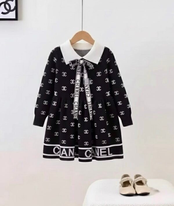 Toddler Black Long Sleeve A-Line Dress