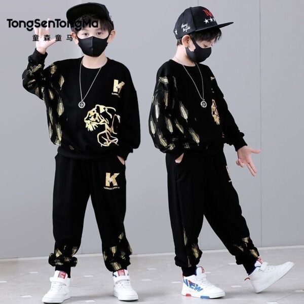 Boys' Black and Gold Tracksuit Set