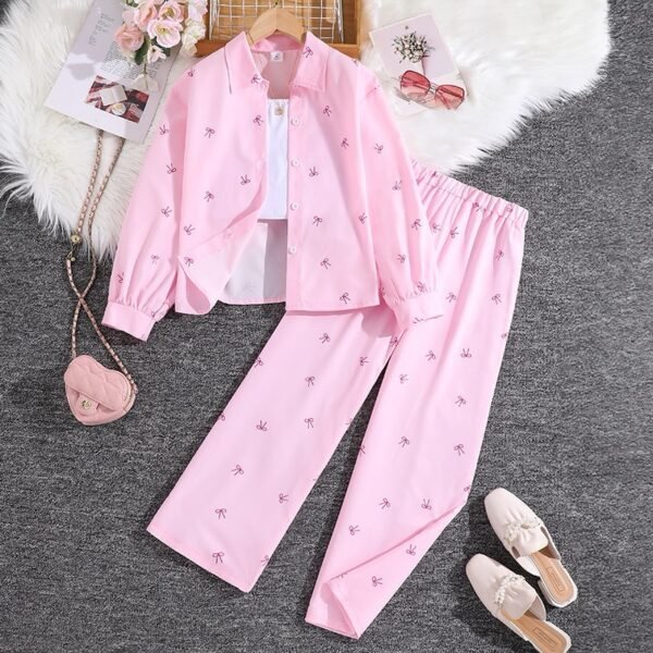 Girls Pink Bow Set