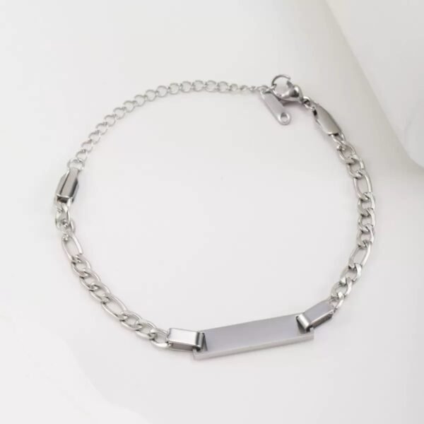 Kids Silver-Tone ID Tag Bracelet.