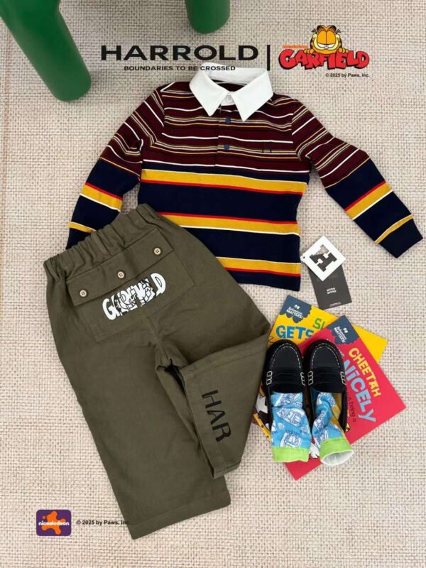 Boys' Harrold x Garfield Retro Striped Shirt & Cargo Pants Set