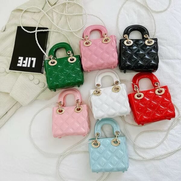 Quilted Jelly Mini Bags with Pearl Chain