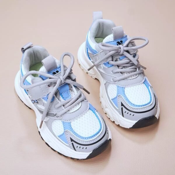 Kids Stylish Gray and Blue Mesh Sneakers