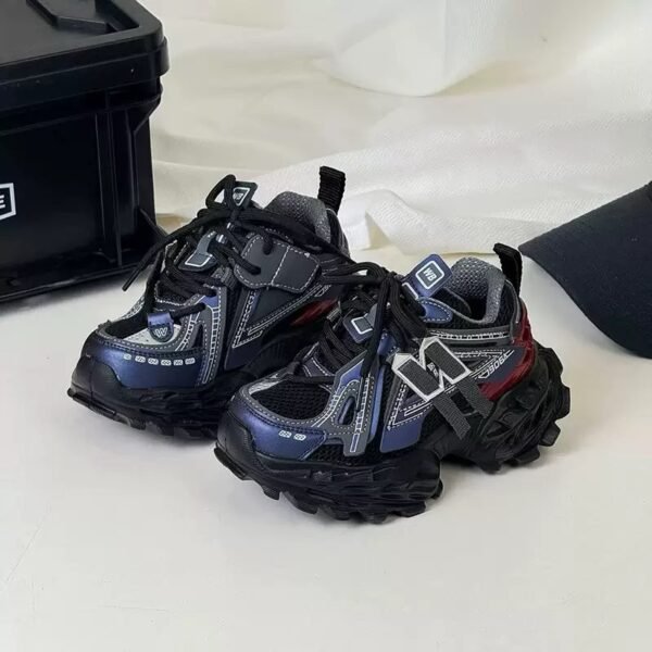 Boys Dark, chunky sneakers with blue