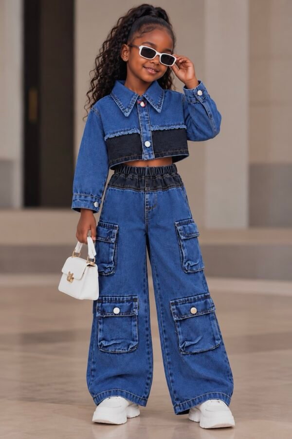 Two-Tone Cargo Denim Set