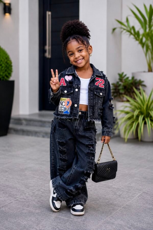 Stylish Black 3pcs Denim Set