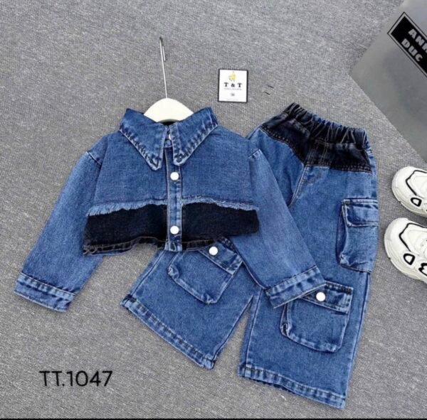 Two-Tone Cargo Denim Set