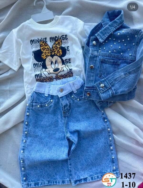 Pearl Accented Denim Set